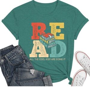 Graphic Read T-Shirt - Green all the cool kids are doing it